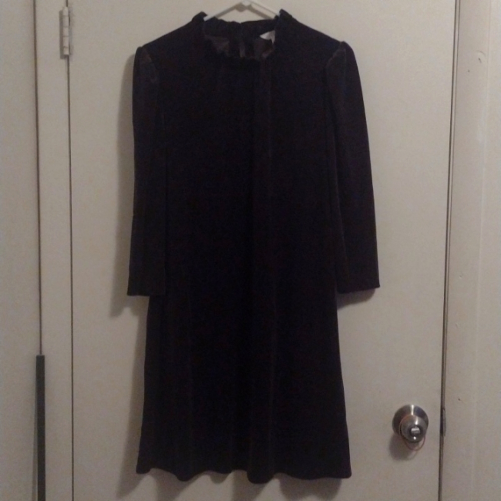 NWT! Time & Tru Wednesday Adams Inspired Black Velour Dress!